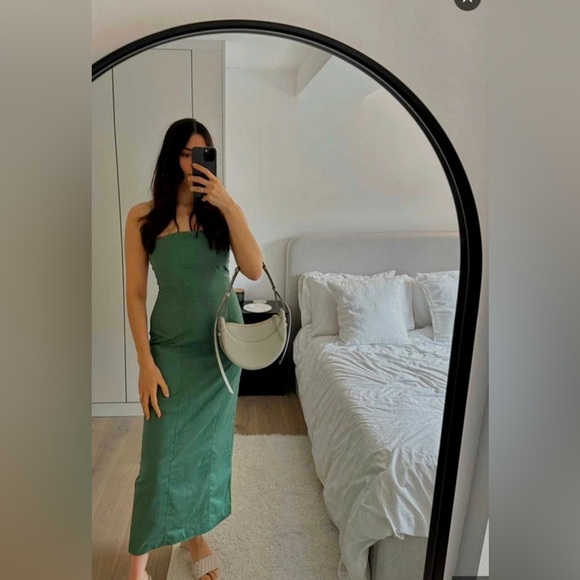 Zara Dresses & Skirts - Zara open back linen blend dress green S